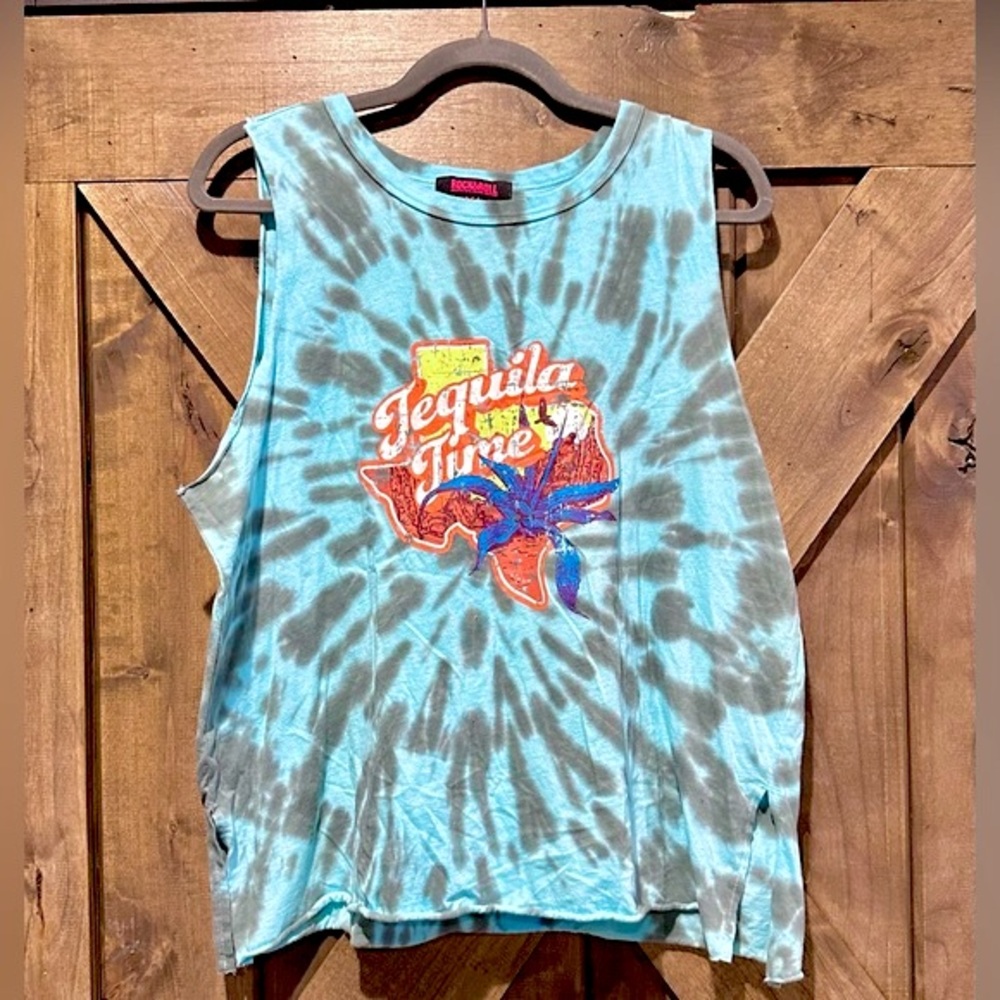 NWOT Rock & Roll Denim Tye Die Tequila Time Tank Sz XL - Picture 4 of 12
